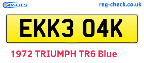 EKK304K are the vehicle registration plates.
