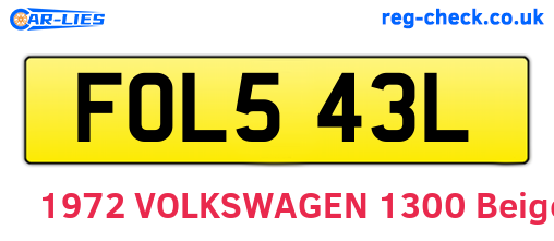 FOL543L are the vehicle registration plates.