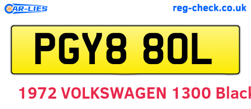 PGY880L are the vehicle registration plates.