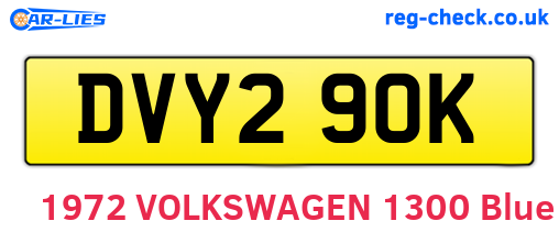 DVY290K are the vehicle registration plates.