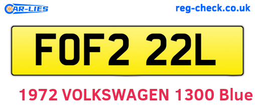 FOF222L are the vehicle registration plates.
