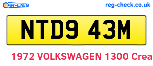 NTD943M are the vehicle registration plates.