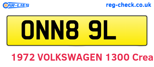 ONN89L are the vehicle registration plates.