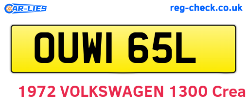 OUW165L are the vehicle registration plates.