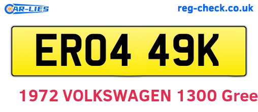 ERO449K are the vehicle registration plates.