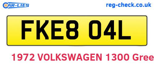 FKE804L are the vehicle registration plates.