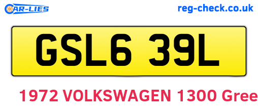 GSL639L are the vehicle registration plates.