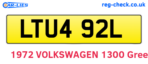LTU492L are the vehicle registration plates.