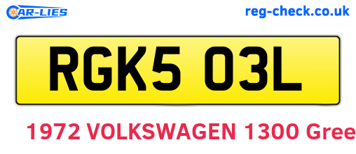 RGK503L are the vehicle registration plates.