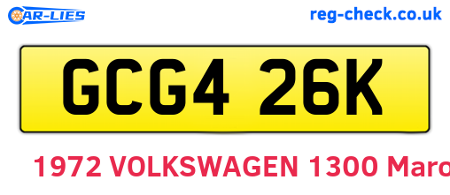 GCG426K are the vehicle registration plates.
