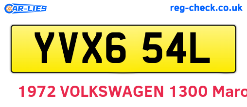 YVX654L are the vehicle registration plates.