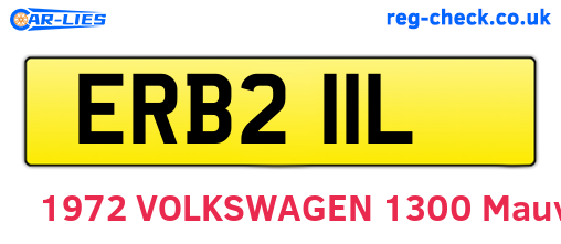 ERB211L are the vehicle registration plates.