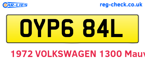 OYP684L are the vehicle registration plates.