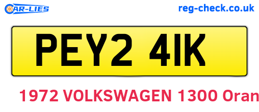 PEY241K are the vehicle registration plates.