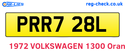 PRR728L are the vehicle registration plates.