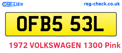 OFB553L are the vehicle registration plates.