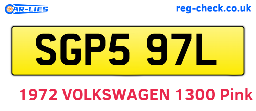 SGP597L are the vehicle registration plates.