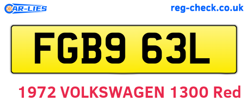FGB963L are the vehicle registration plates.