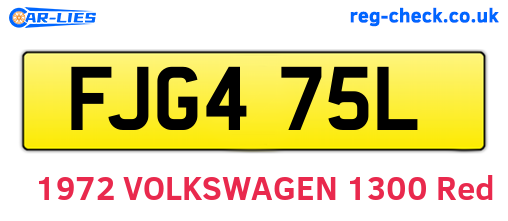 FJG475L are the vehicle registration plates.