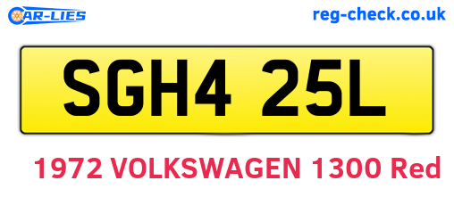 SGH425L are the vehicle registration plates.