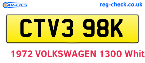 CTV398K are the vehicle registration plates.