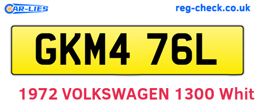 GKM476L are the vehicle registration plates.
