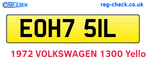 EOH751L are the vehicle registration plates.