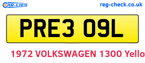PRE309L are the vehicle registration plates.