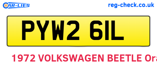 PYW261L are the vehicle registration plates.