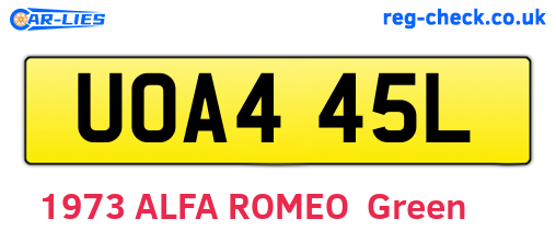 UOA445L are the vehicle registration plates.
