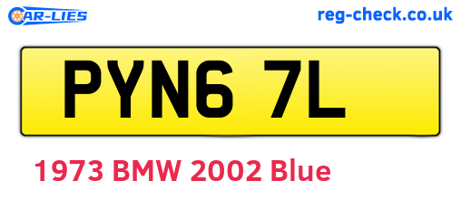 PYN67L are the vehicle registration plates.