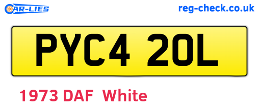PYC420L are the vehicle registration plates.