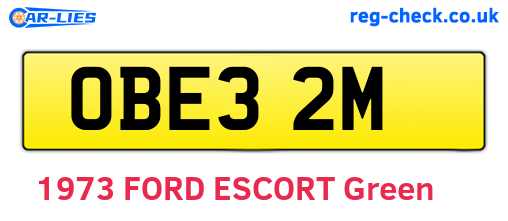 OBE32M are the vehicle registration plates.