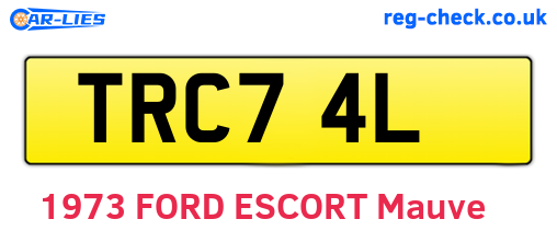 TRC74L are the vehicle registration plates.