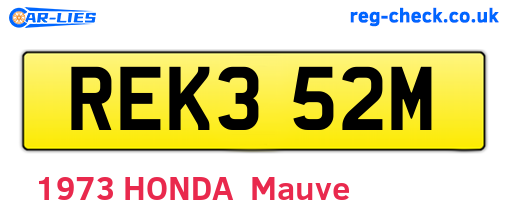 REK352M are the vehicle registration plates.