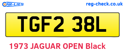 TGF238L are the vehicle registration plates.
