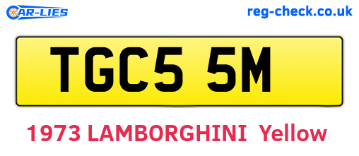 TGC55M are the vehicle registration plates.
