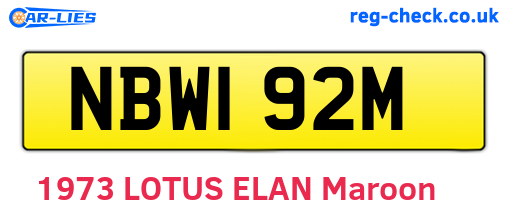 NBW192M are the vehicle registration plates.