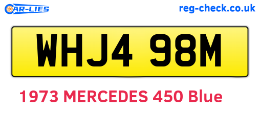WHJ498M are the vehicle registration plates.