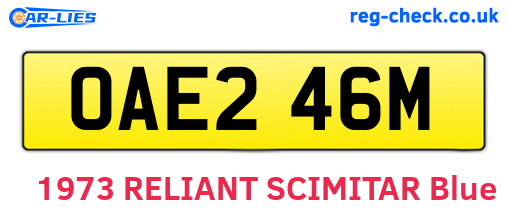 OAE246M are the vehicle registration plates.