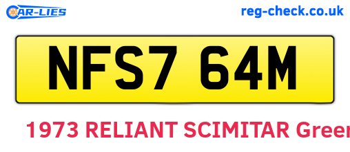 NFS764M are the vehicle registration plates.
