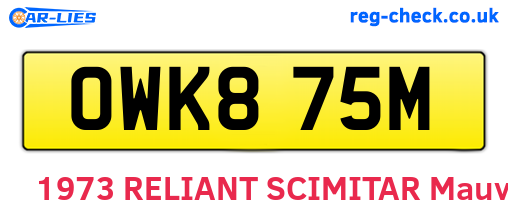 OWK875M are the vehicle registration plates.