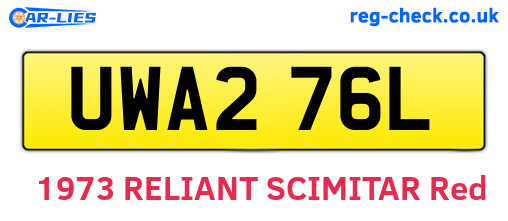 UWA276L are the vehicle registration plates.