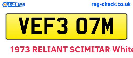 VEF307M are the vehicle registration plates.