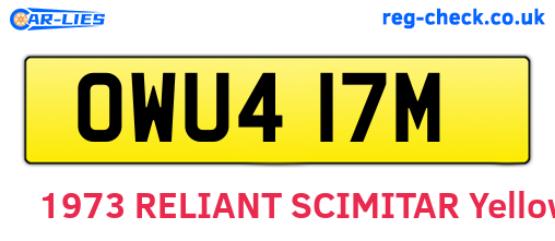 OWU417M are the vehicle registration plates.