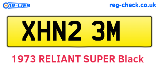 XHN23M are the vehicle registration plates.