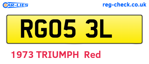 RGO53L are the vehicle registration plates.