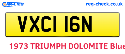 VXC116N are the vehicle registration plates.