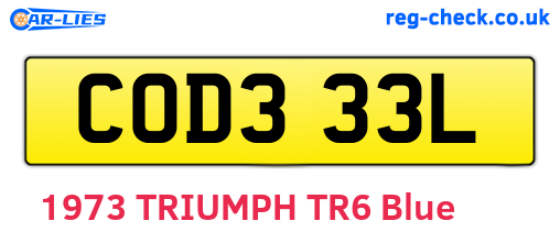 COD333L are the vehicle registration plates.
