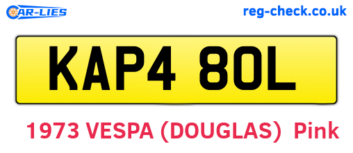KAP480L are the vehicle registration plates.